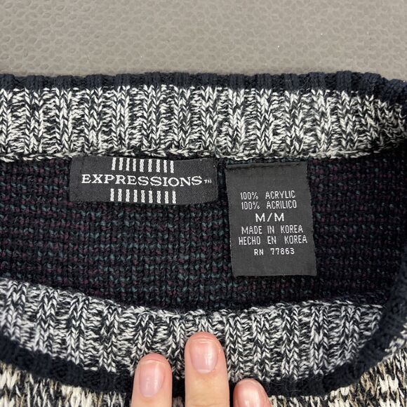 Vintage Expressions Geometric Pullover Sweater Men's Medium Crew Neck Grandpa FS - Picture 6 of 11